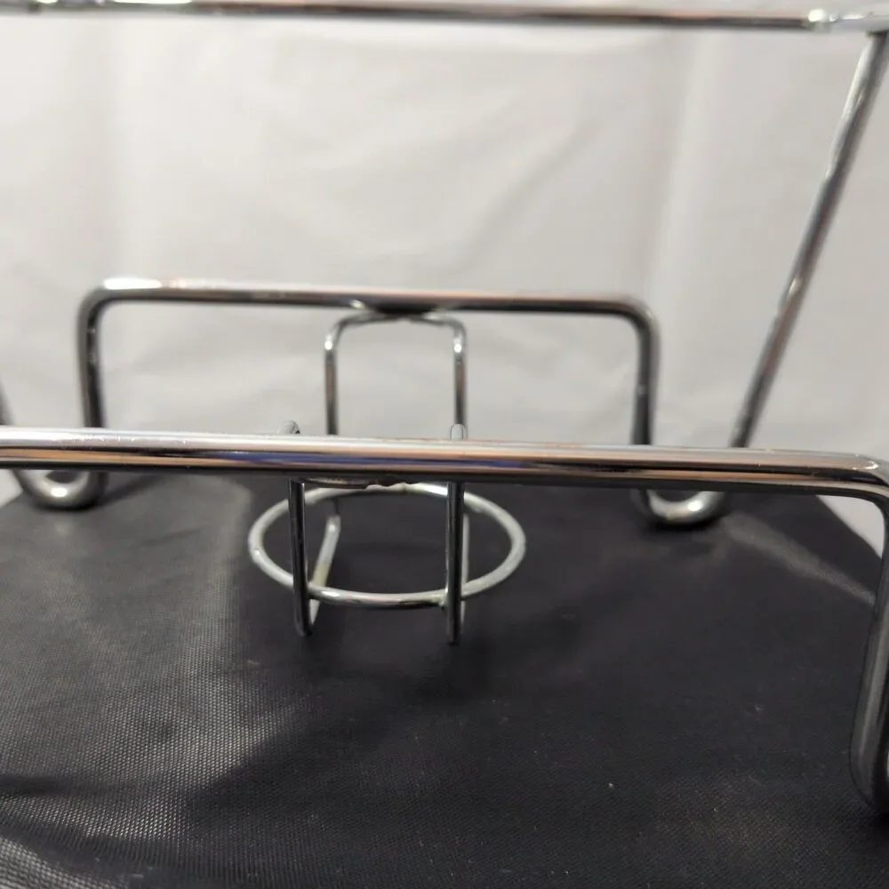 Godinger Siena White Ceramic 1 Qt Covered Baker Casserole Dish Chrome Stand